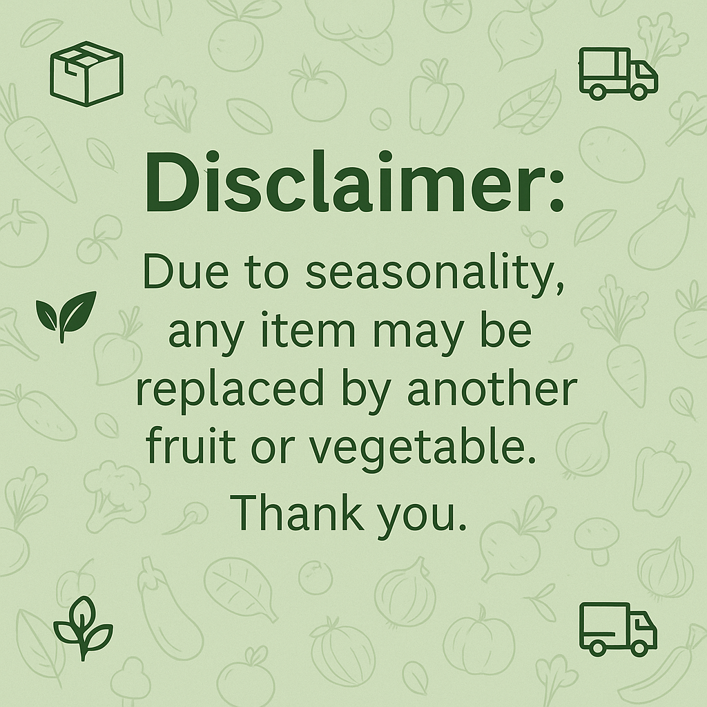 FPG4U Veg Box size and weight disclaimer – fresh weekly vegetable selection